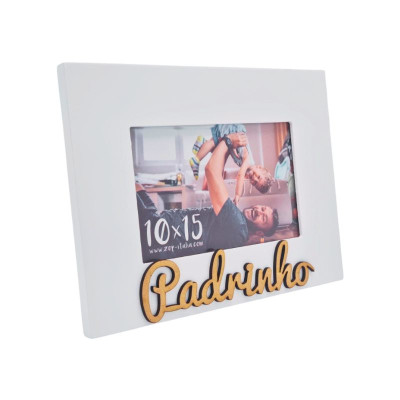 Moldura White Padrinho 10x15 - horizontal personalizável