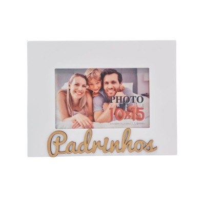 Moldura White Padrinhos 10x15 - horizontal personalizável