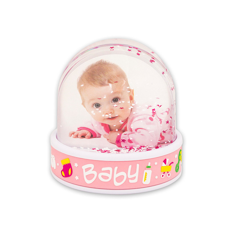 Bola de neve bebé rosa personalizável